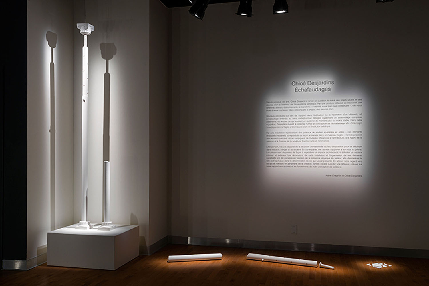 Vue d’exposition, Échafaudages, Maison des arts de Laval, 2018.